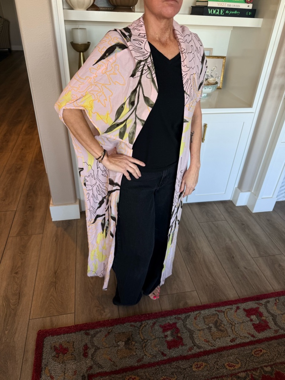Anthropolgie Light Pink Floral Duster Kimono